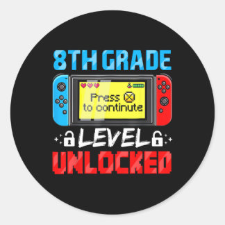 Sticker Rond Niveau 8ème Débloqué Joueur Premier Jour D'école