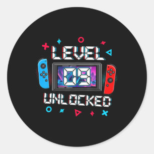 Sticker Rond Niveau 9 Débloqué Joueur Cadeau 9ème Anniversaire