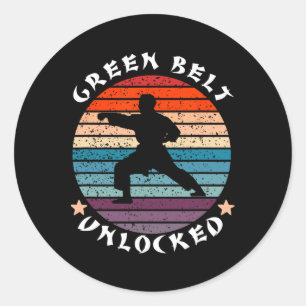 Sticker Rond Niveau Ceinture verte Déverrouillé Réussite Karate