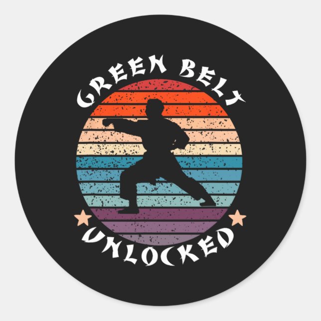 Sticker Rond Niveau Ceinture verte Déverrouillé Réussite Karate (Devant)