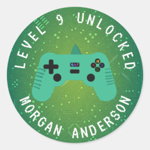 Sticker Rond Niveau d'anniversaire du joueur vert