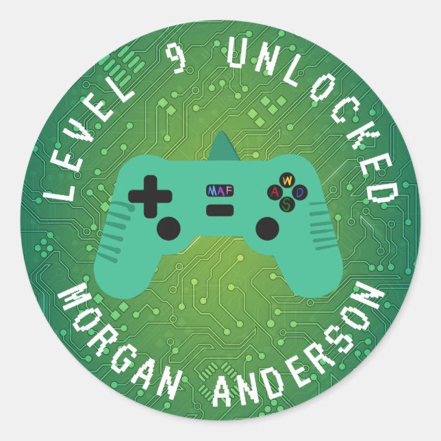 Sticker Rond Niveau d'anniversaire du joueur vert (Devant)