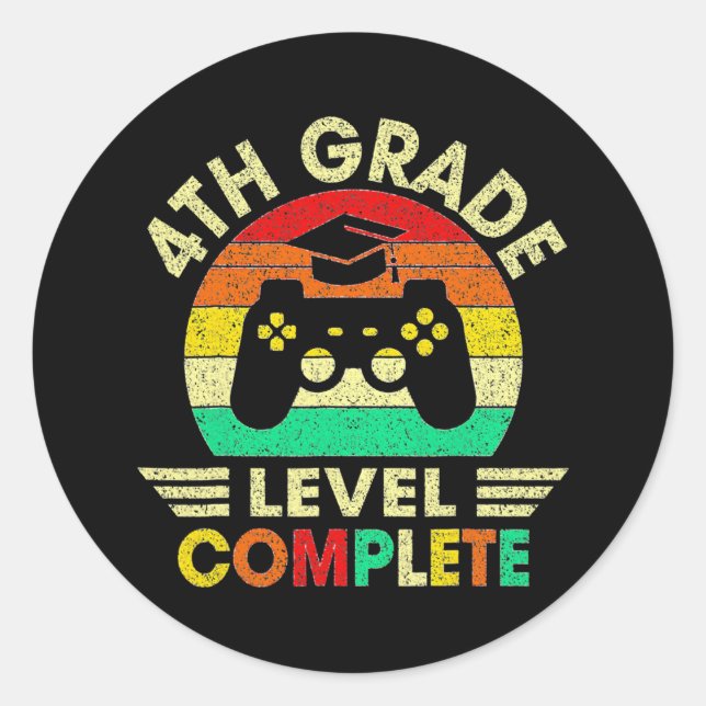 Sticker Rond Niveau de 4e année Jeux vidéo complets (Devant)