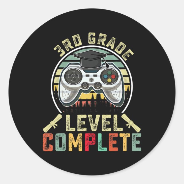 Sticker Rond Niveau de niveau complet Gamer 3e grade Gi (Devant)