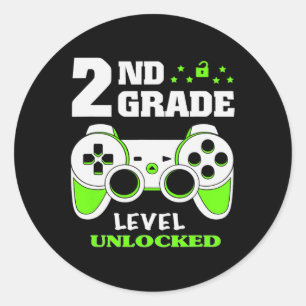 Sticker Rond Niveau D'Études Déverrouillé Jeu Vidéo Retour À L'