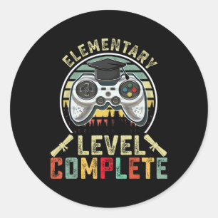Sticker Rond Niveau Élémentaire Gamer Élémentaire Diplômé Compl