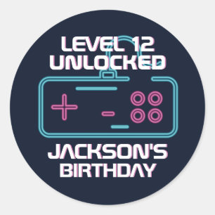 Sticker Rond Niveau Gamer Jeux Vidéos Déverrouillés Garçons Ann