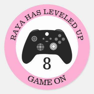 Sticker Rond Niveau Personnalisé Niveau Up Jeu thème Anniversai