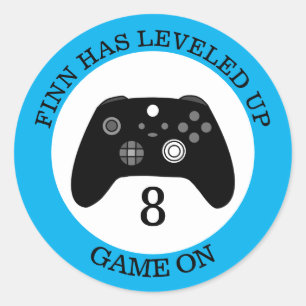Sticker Rond Niveau Personnalisé Niveau Up Jeu thème Anniversai