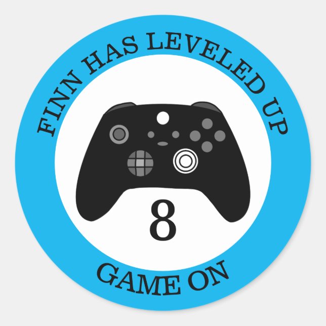 Sticker Rond Niveau Personnalisé Niveau Up Jeu thème Anniversai (Devant)