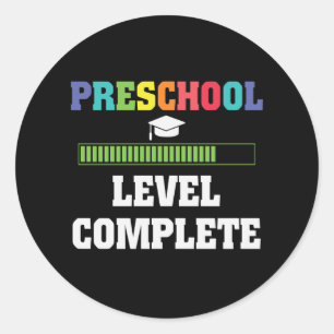 Sticker Rond Niveau préscolaire terminé, rentrée scolaire, remi
