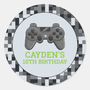Sticker Rond Niveau supérieur de jeu vidéo Manette Fête d'anniv