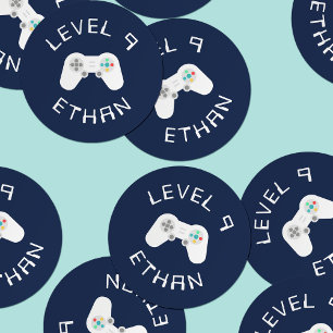Sticker Rond Niveau supérieur   Thème Gamer Personnalisé Annive