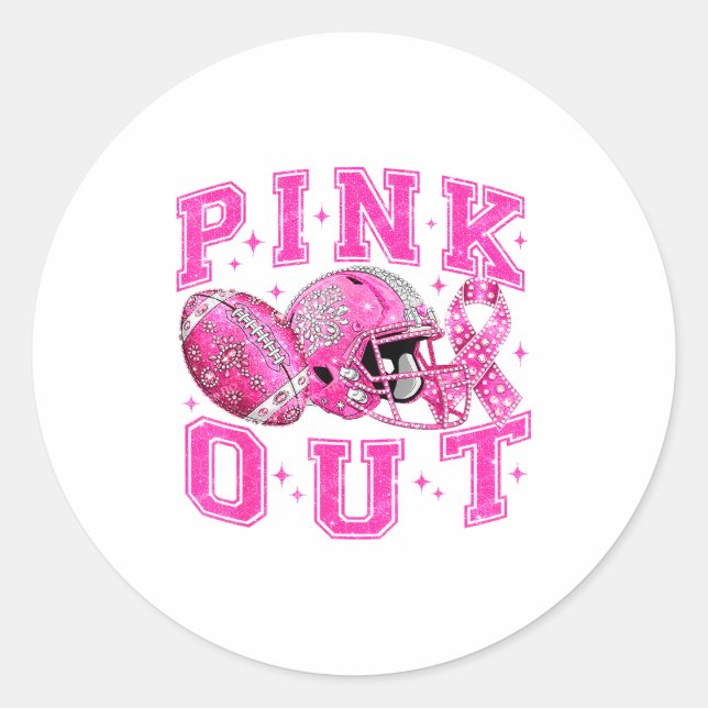 Sticker Rond Nk Out Tackle Breast Cancer Awareness Football Nk  (Devant)