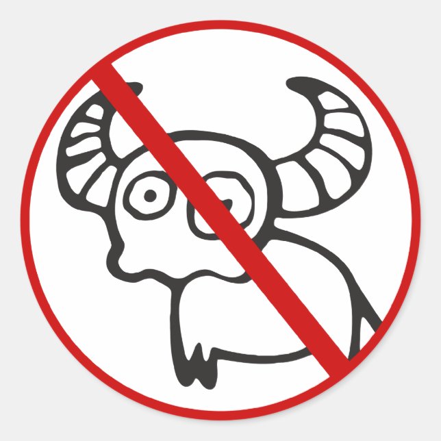 Sticker Rond NO Bison d'eau ⚠ drôle Asiatique signes thaïlandai (Devant)