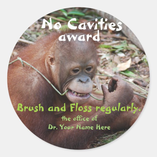 Sticker Rond No Cavities Dentist Award for Children (Devant)