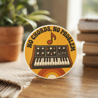 Sticker Rond No Chords, No Problem – Humour de Nerd de Synthé