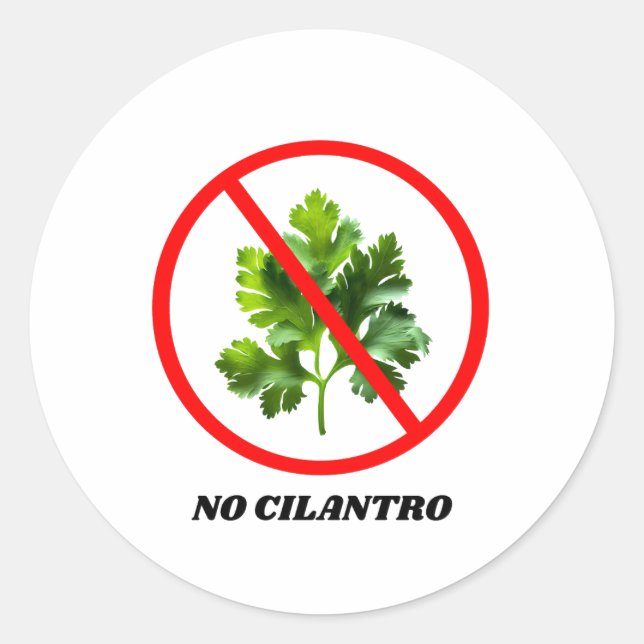 Sticker Rond No Cilantro - Je déteste Cilantro (Devant)