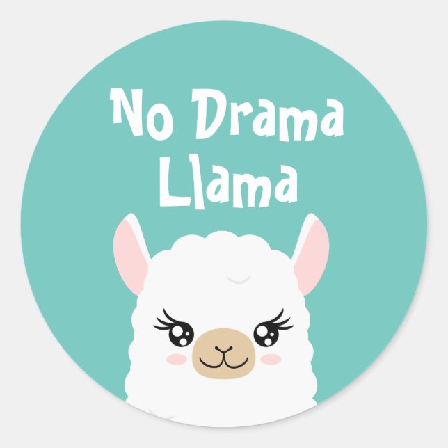 Sticker Rond No Drama Llama (Devant)