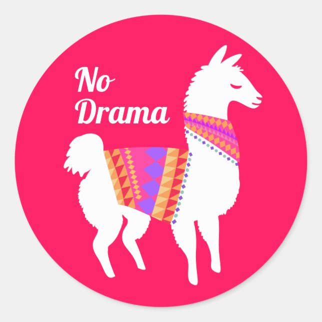 Sticker Rond No Drama Llama (Devant)
