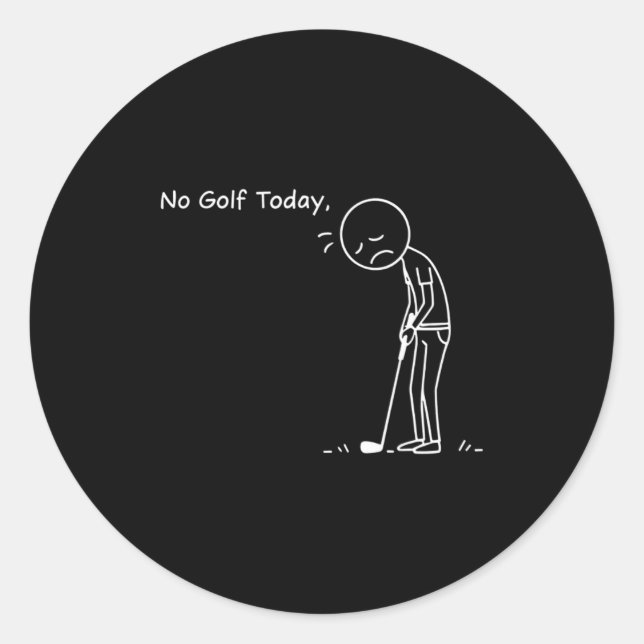 Sticker Rond No Golf Today Minimalist Golf Funny Stickman Golfe (Devant)