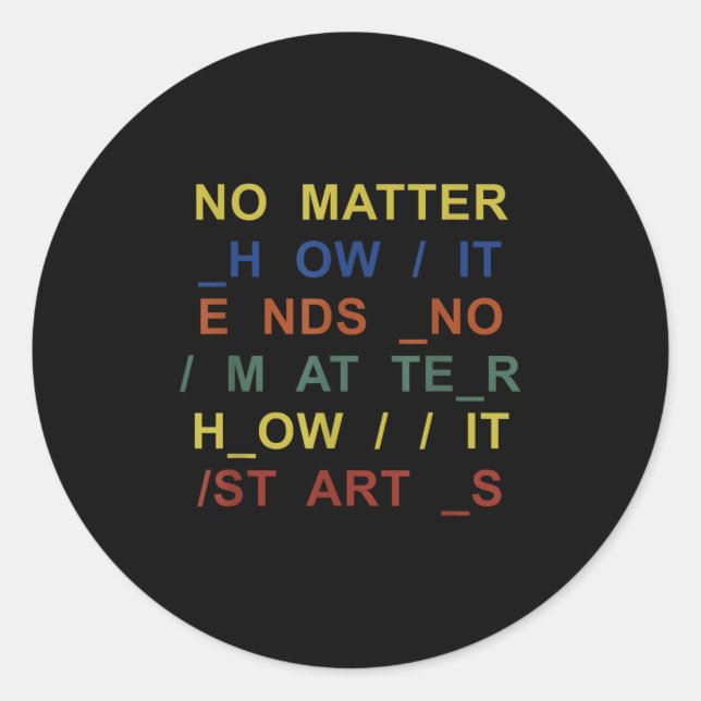 Sticker Rond No How It Ends No How It Starts Quote  (Devant)