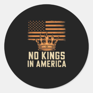 Sticker Rond No Kings In America United States Independence Cre