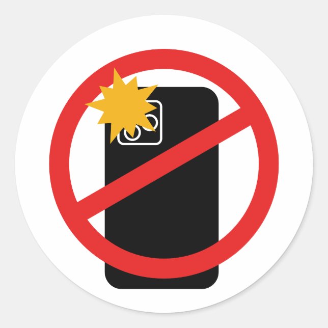 Sticker Rond No Phone Photography - Respect de la vie privée (Devant)