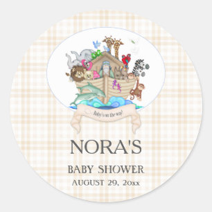 Sticker Rond Noah's Ark Animals En vichy ivoire