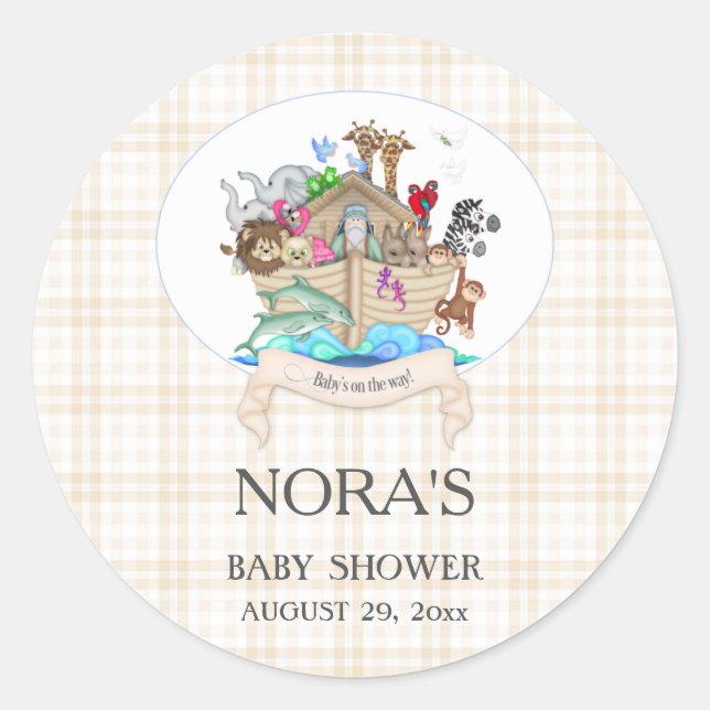 Sticker Rond Noah's Ark Animals En vichy ivoire (Devant)