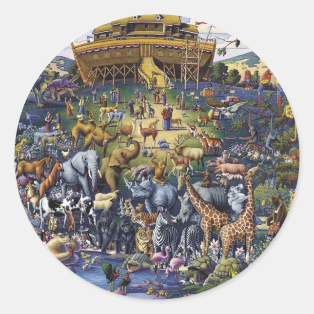 Sticker Rond Noahs Ark Animaux (Devant)