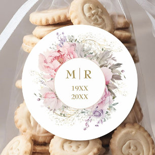 Sticker Rond Noces d'or 50ème Anniversaire de Mariage Pivoine R