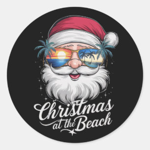 Sticker Rond Noël À La Plage Hawaiian Summer Holiday