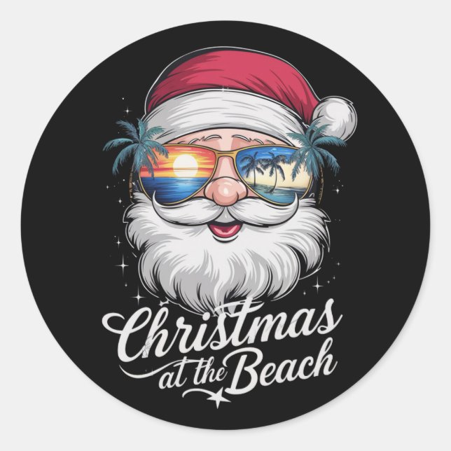 Sticker Rond Noël À La Plage Hawaiian Summer Holiday (Devant)