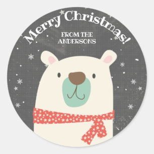 Sticker Rond Noël à l'ours polaire