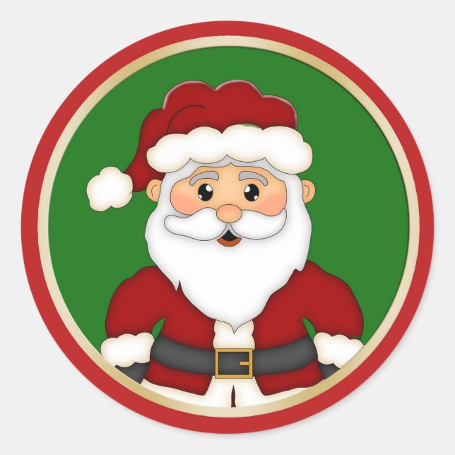 Sticker Rond Noël à Père Noël (Devant)