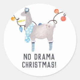 Sticker Rond Noël à thème Llama