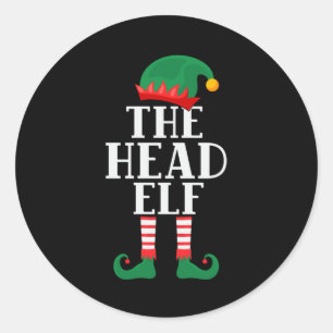 Sticker Rond Noël amusant de l'elfe de la tête