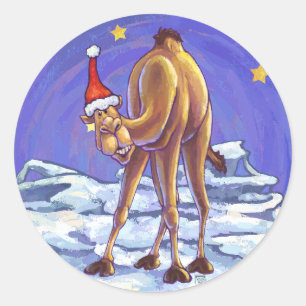 Sticker Rond Noël aux chameaux