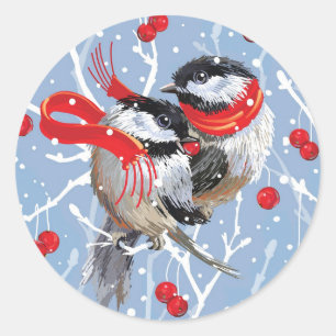 Sticker Rond Noël aux poulets bouddhistes