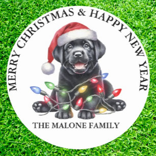 Sticker Rond Noël avec Notre Labrador!