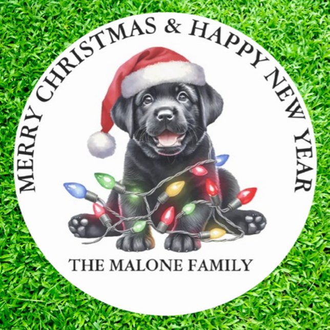 Sticker Rond Noël avec Notre Labrador! (Créateur téléchargé)