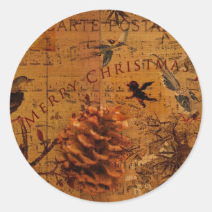 Sticker Rond Noël Bird Song