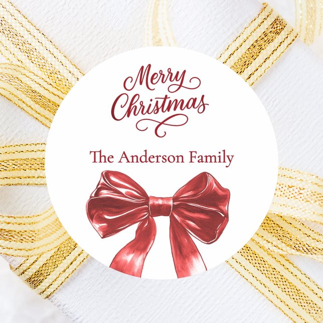 Sticker Rond Noël blanc arc rouge (Créateur téléchargé)