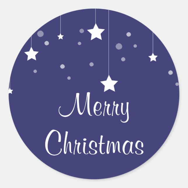 Sticker Rond Noël Bleu et Blanc Moderne (Devant)