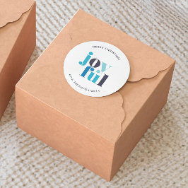 Sticker Rond Noël bleu hiver "Joyeux"