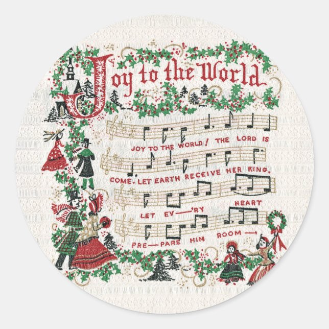 Sticker Rond Noël Carol Joy au monde (Devant)