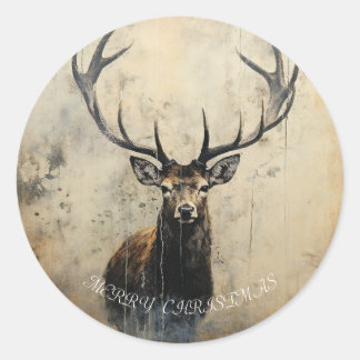 Sticker Rond Noël Cerf