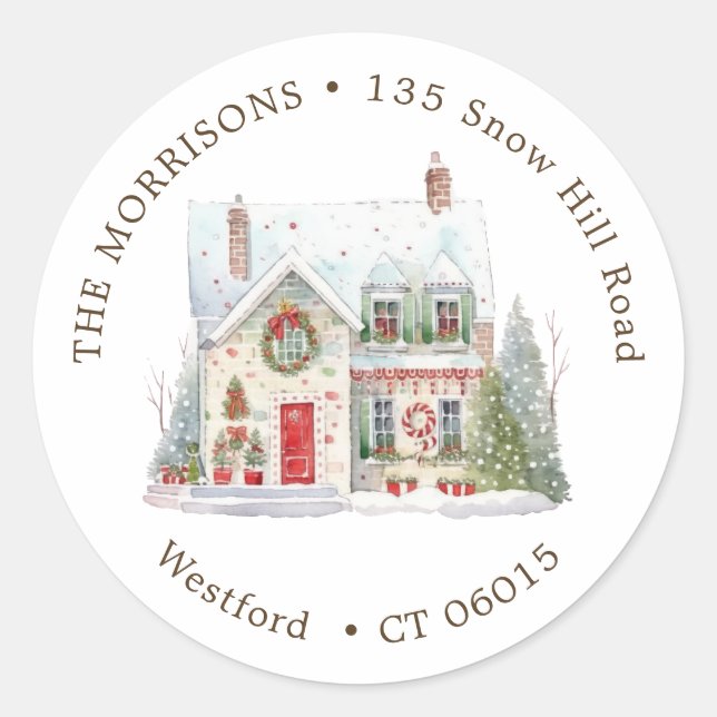 Sticker Rond Noël Changer d'adresse Nouveau Accueil (Devant)