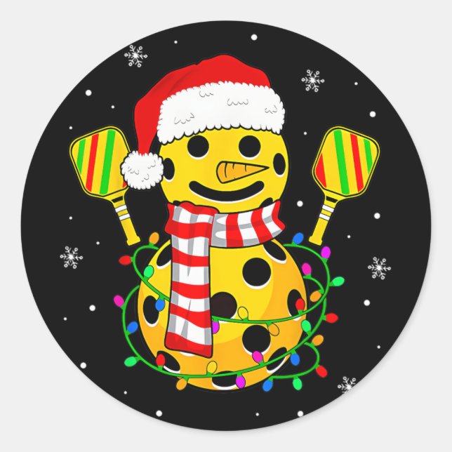 Sticker Rond Noël Chapeau Snowman Cadeaux Pour Noël Funny Pickl (Devant)